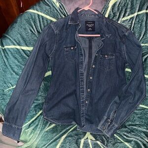 American Eagle Outfitters Dark Blue Denim Shirt